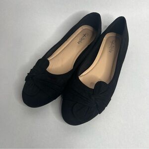 Sophia Taylor  Bianca Black Faux Suede Flats Bow‎ Womens 9.5M